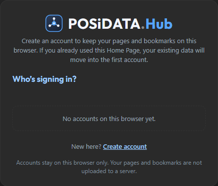 The sign-in screen, with a link to create an account.